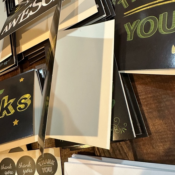36 thank you greeting cards with envelopes & stickers chalkboard style NEW - Picture 3 of 4